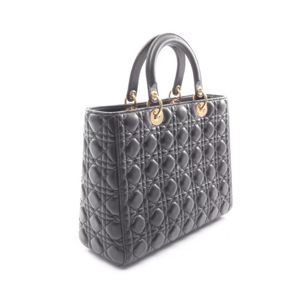 Dior Black Lady Leather Cannage Handbag
